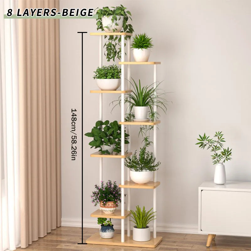Plant Stand Stand For Flowers Wooden Shelf 5/6/8Layers Display Stand Storage Shelf Pot Rack Organizer Home Garden Decoration