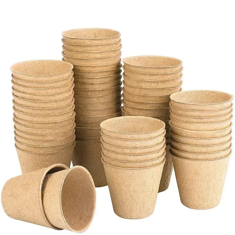 2025 Biodegradable Transplanter Pulp Paper Flower Plant Peat Pots Transplant Seedlings Pots Seed Germination Tray