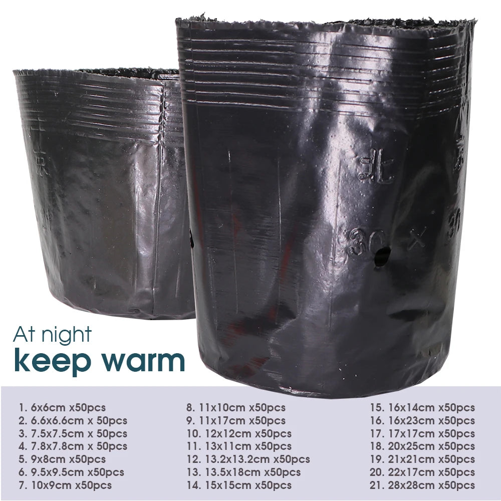 Black Plastic Seedling Pots Flower Plant Grow Container for Agriculture Vegetable Garden Nursery Transplant Growth Nutrition Bag