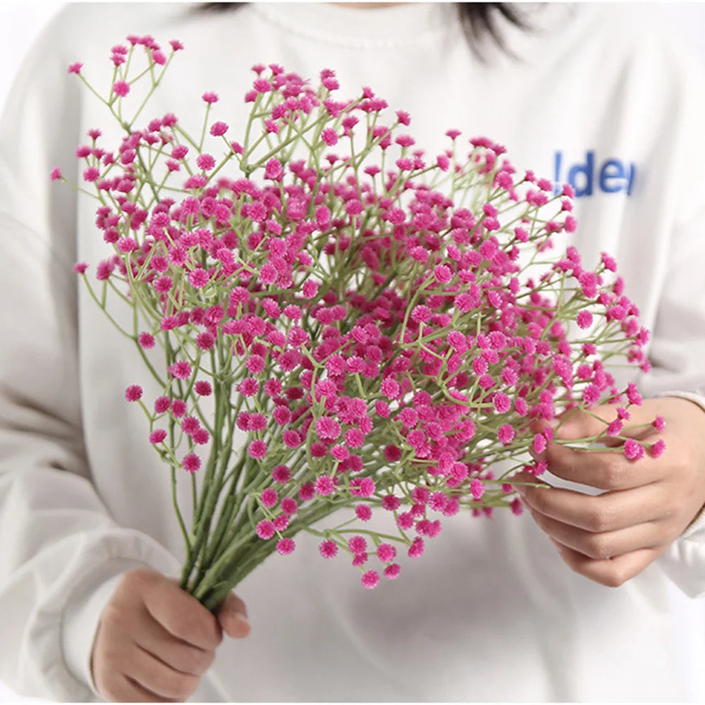 108Heads 63cm Babies Breath Artificial Flowers Plastic Gypsophila DIY Floral Bouquets For Handmade Wedding Party Home Decoration