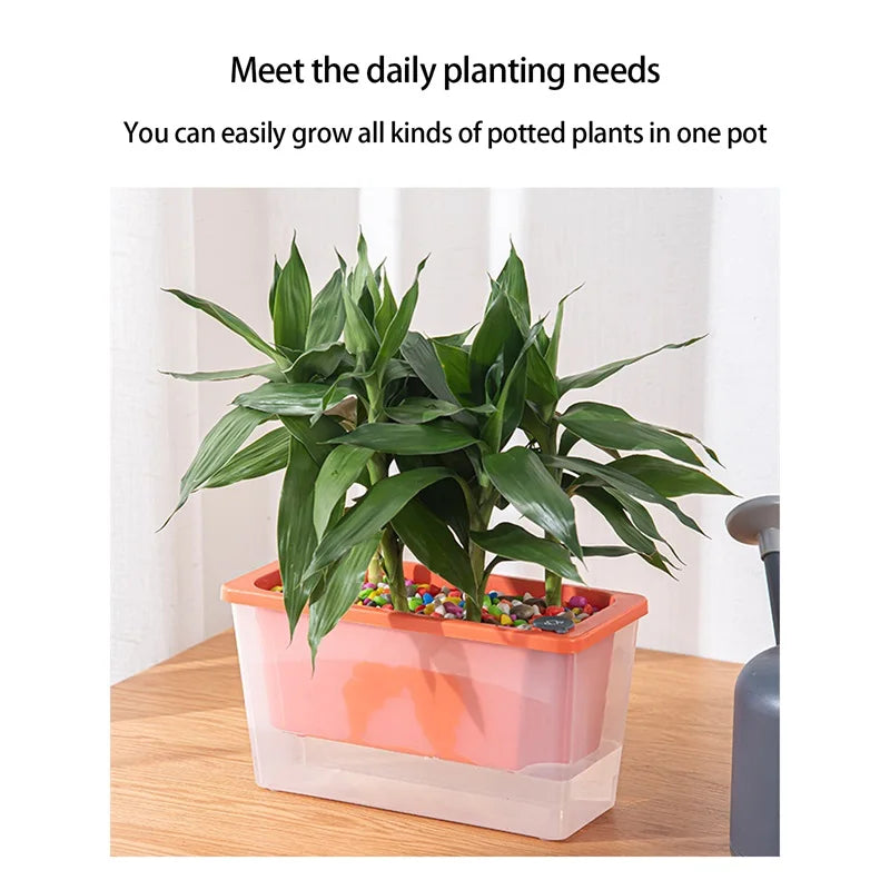 Self Watering Planter Flowerpot Indoor Succulent Hydroponic Plants Window Planter Box Bottom Watering Pots Indoor Flower Pot