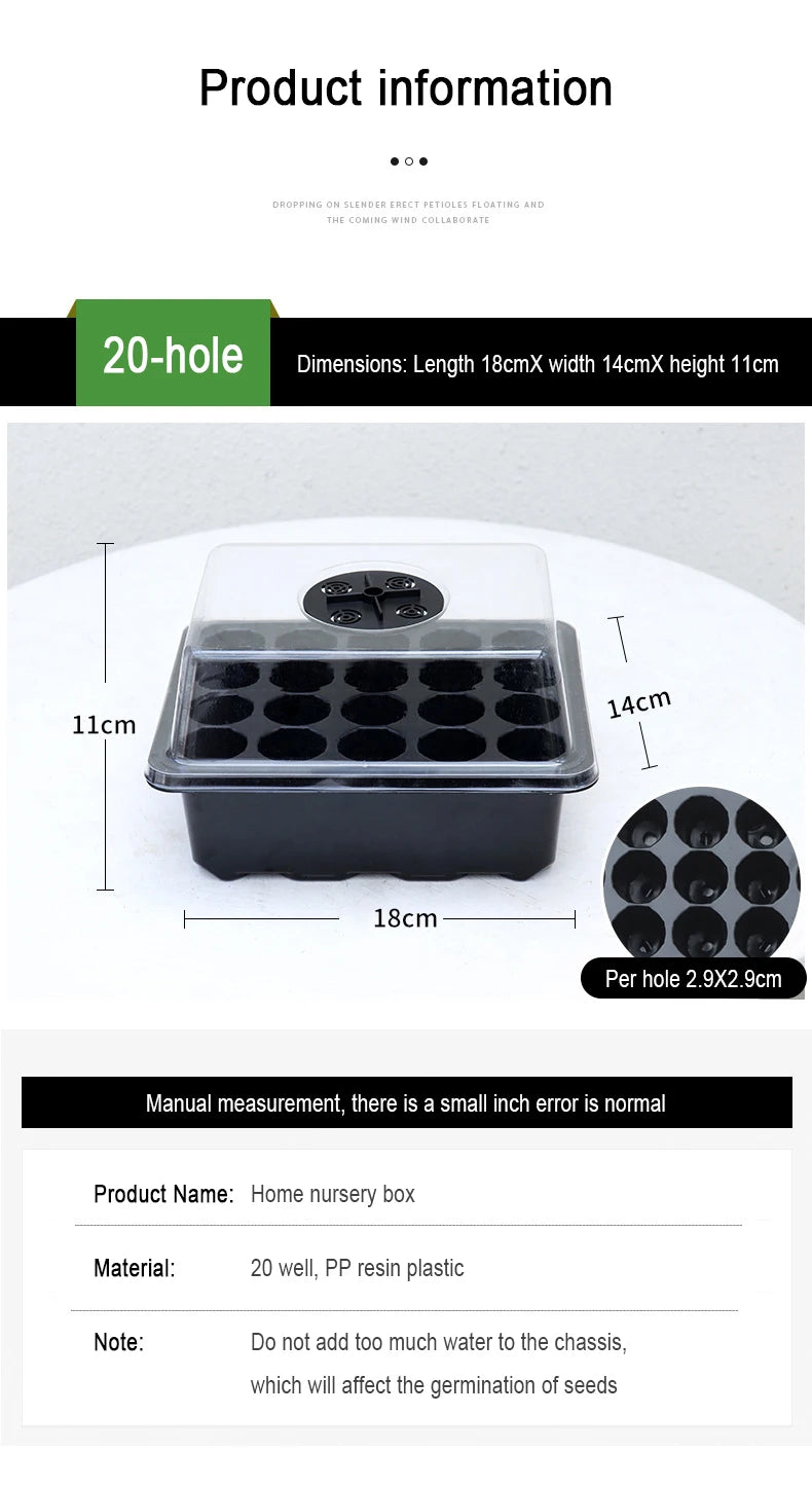 20 Hole Hydroponic Plant Seedling Pots with Intelligent Fill Light Seedling Tray for Fruit Vegetable Gardening Planting Supplies
