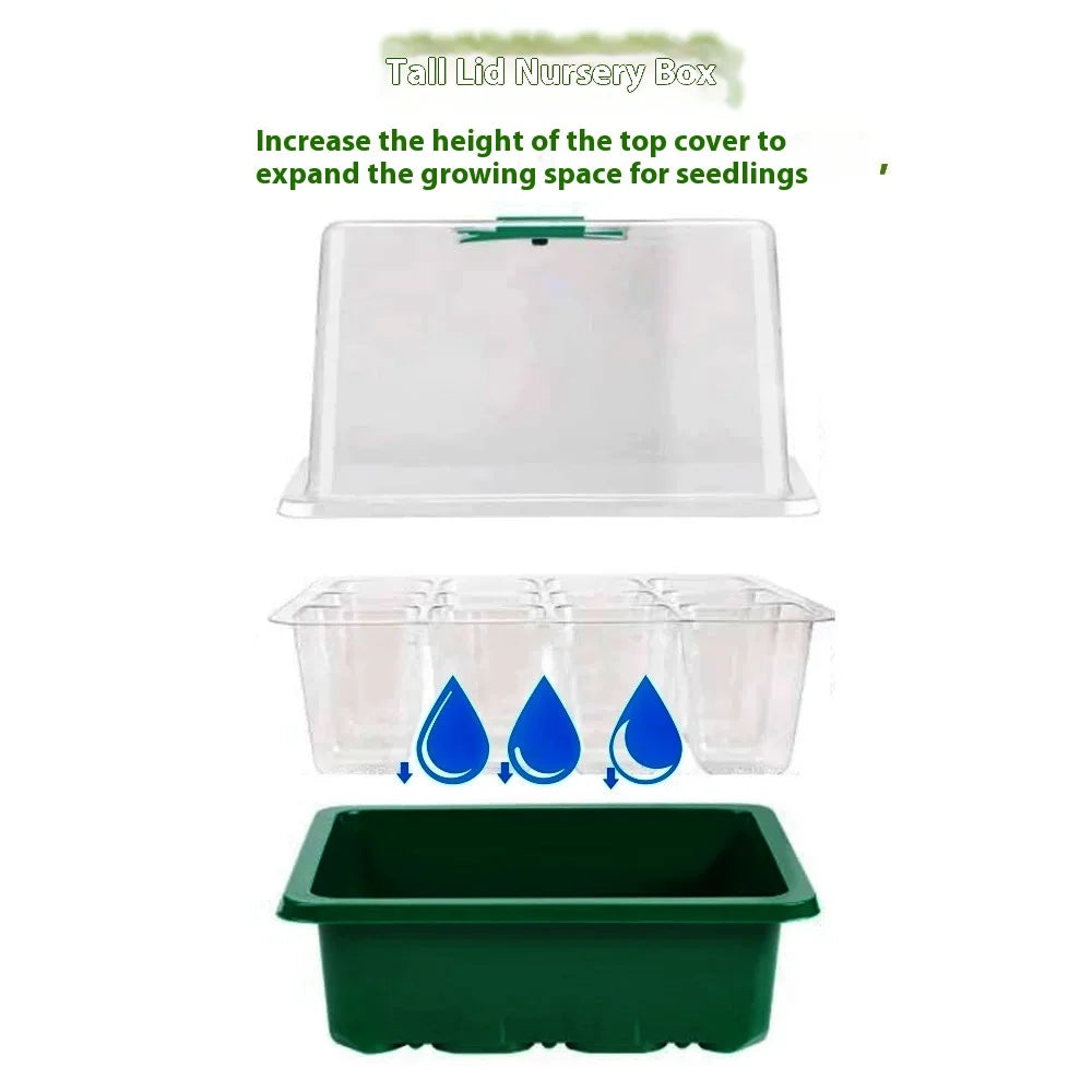 Timing Dimming Seedling Pots with Lights 12 Holes Thickened High Cover with Lights Seedling Pots Seedling Box Fill Light