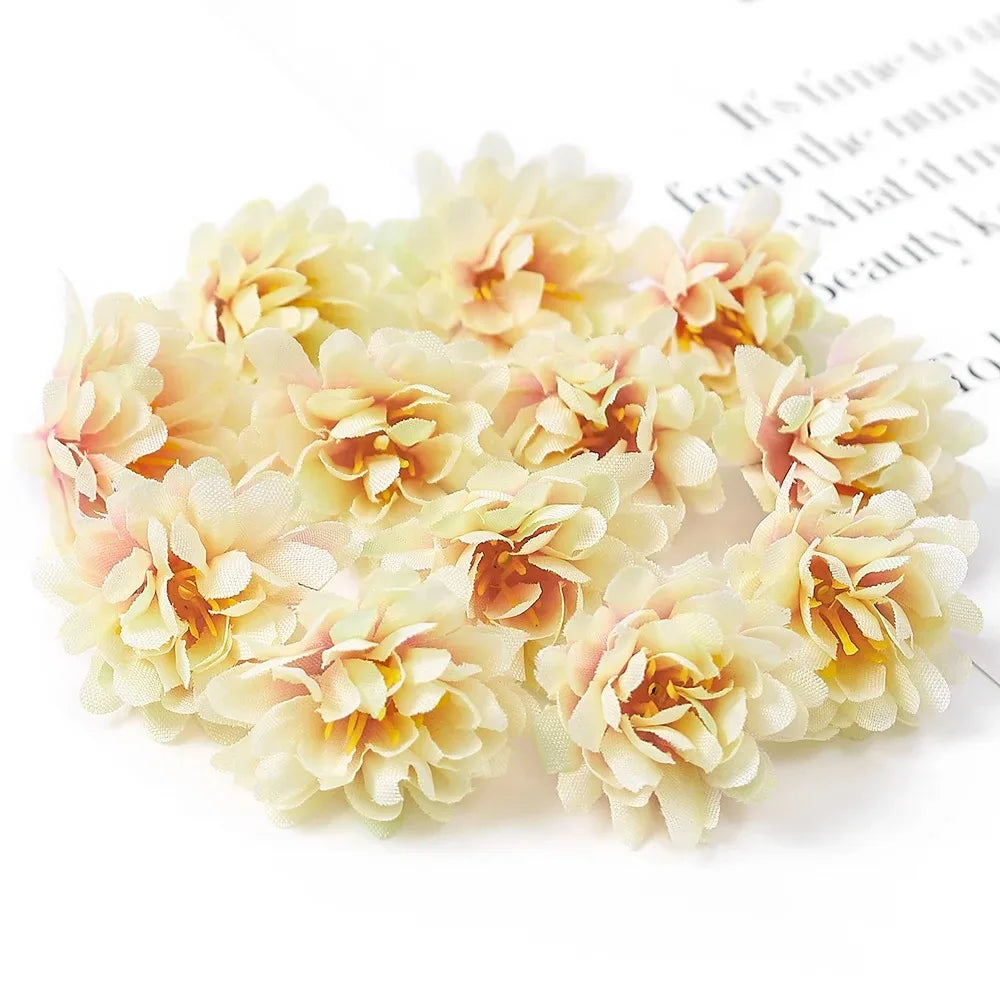 10/20/50Pcs Artificial Rose Mini Silk Flower Heads Simulated Flower Home Room Decoration DIY Wreath Accessories Wedding Decor
