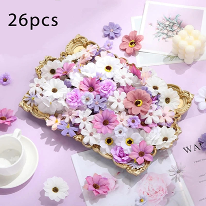 Purple Artificial Flowers Silk Fake Flowers for Home Decor Garden Wedding Decoration Bride Craft Gifts Wreath Bouquet Accessory