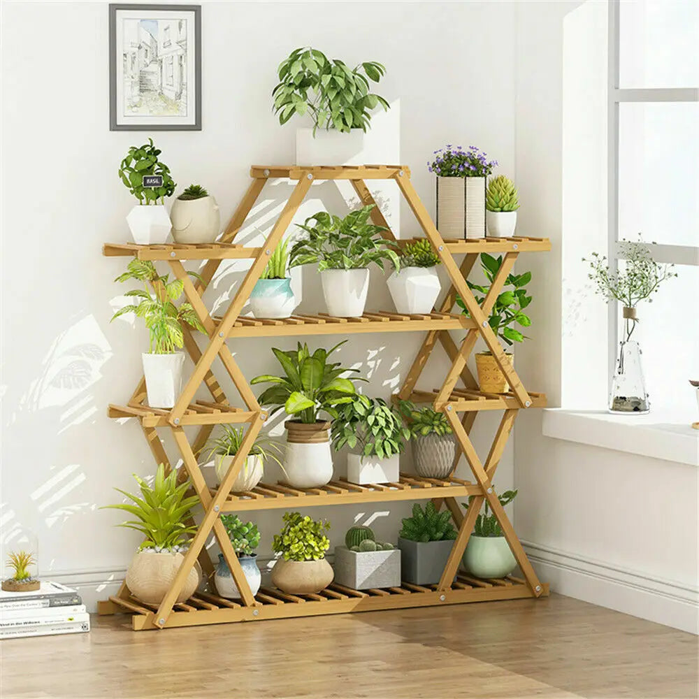 Large Wood Plant Stand Garden Shelves Flower Display Rack for Indoor Outdoor