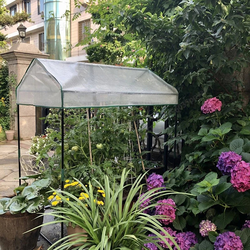 Portable Winter Greenhouse With Frost Proof Cover And Windproof Design For Balcony Plant Shelf Outdoor Garden Use With Rain
