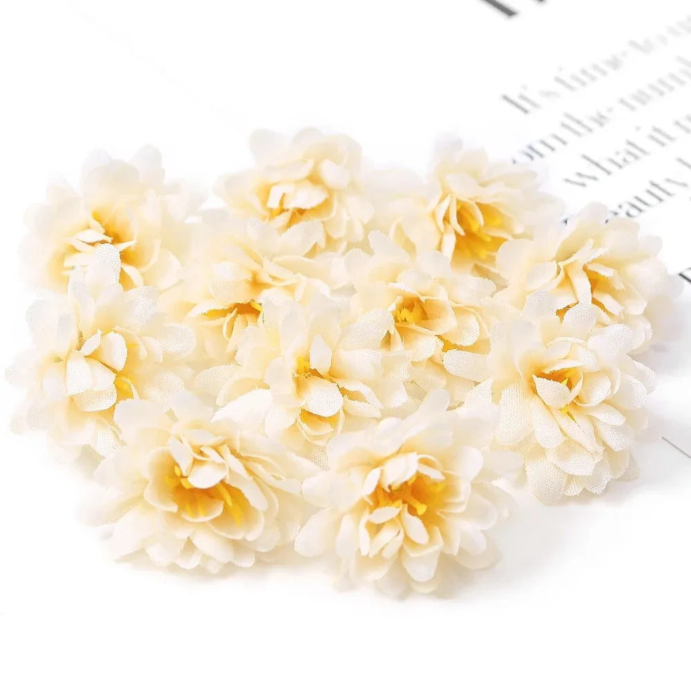 10/20/50Pcs Artificial Rose Mini Silk Flower Heads Simulated Flower Home Room Decoration DIY Wreath Accessories Wedding Decor