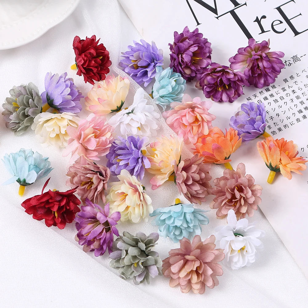 10/20/50Pcs Artificial Rose Mini Silk Flower Heads Simulated Flower Home Room Decoration DIY Wreath Accessories Wedding Decor