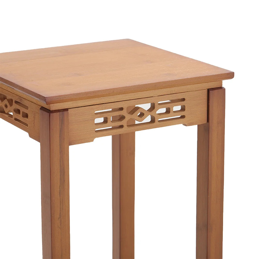 【Breeins】2-Tier Bamboo Plant Stand Classic Chinese Style Flower Stand Home Office Decoration Freestanding