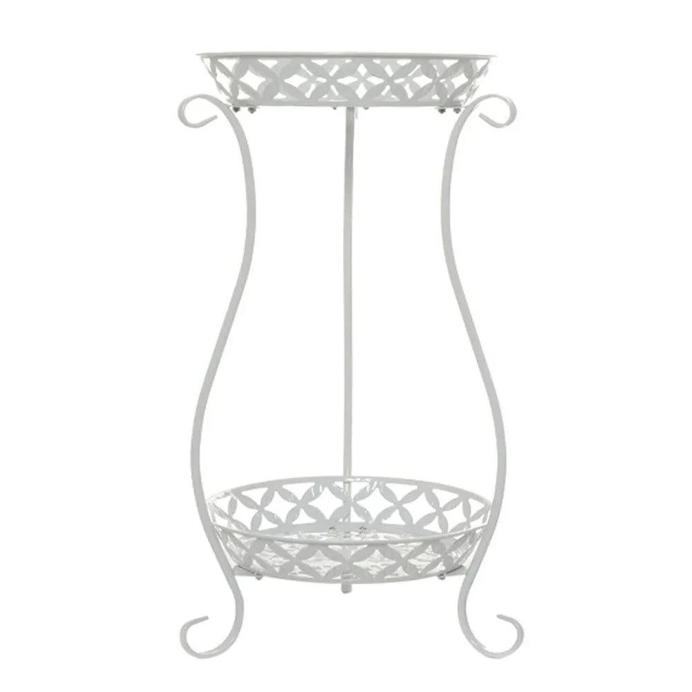 Double-layer retro metal plant stand flower pot display stand European style garden balcony flower pot rack
