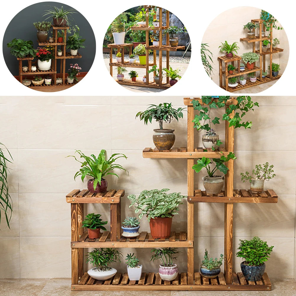 【Lifeideas】Rustic Large Multi-Tiered Wooden Plant Stand