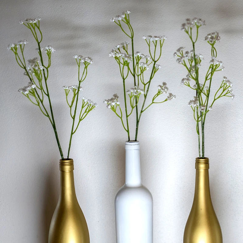 90Heads 52cm White Artificial Flowers Wedding DIY Bouquet Decoration Arrangement Plastic Babies Breath Fake Flower Home Decor