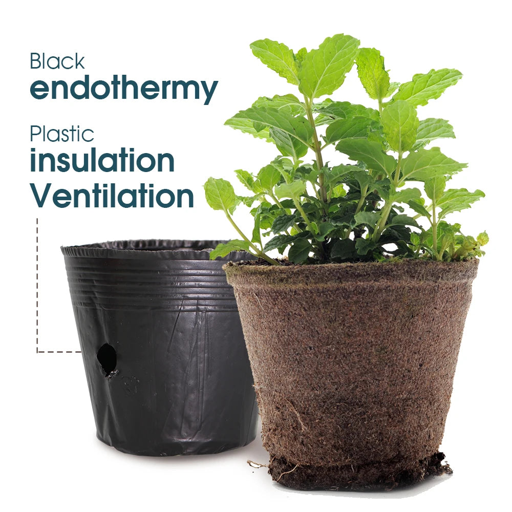 Black Plastic Seedling Pots Flower Plant Grow Container for Agriculture Vegetable Garden Nursery Transplant Growth Nutrition Bag