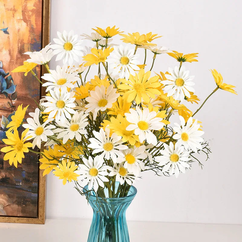 3/5/10Pcs Artificial White Daisy Flower Bouquet DIY Vase Home Garden Living Room Decoration Wedding Party Silk Fake Flowers