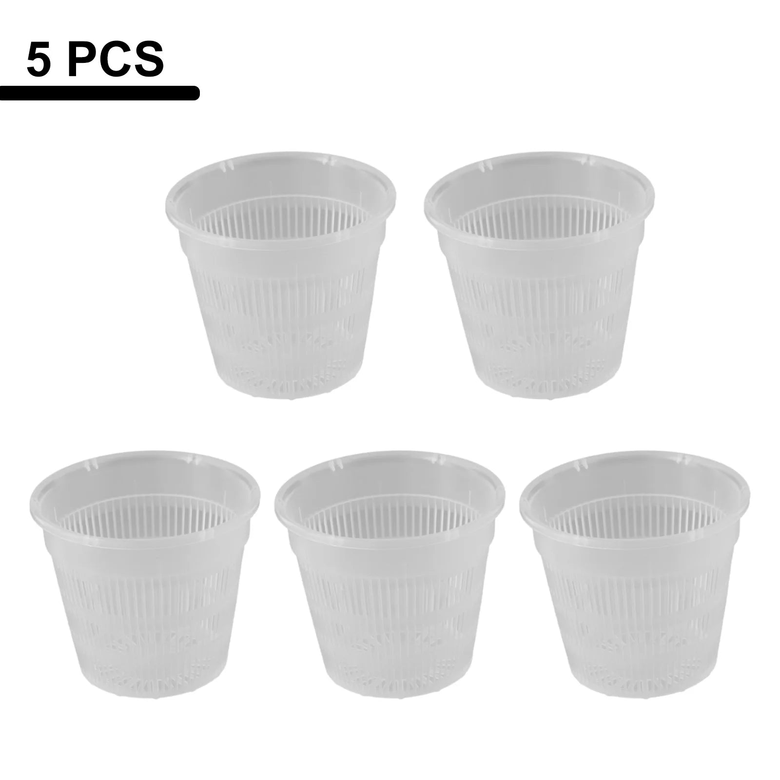 5pcs Clear Nursery Pots Garden Planting Pot Orchid Pot With Saucers Plastic Breathable Pot With Tray Repotting Pot With Holes