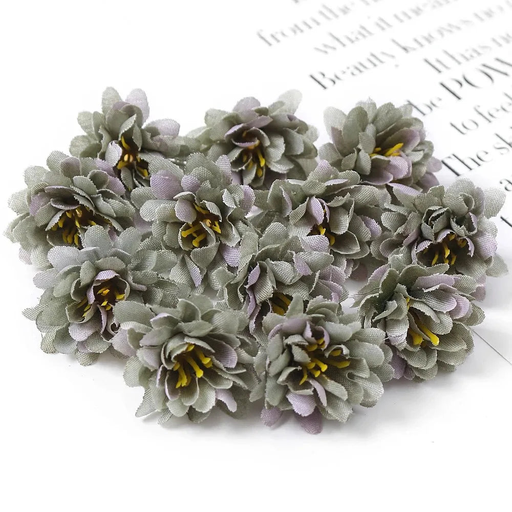 10/20/50Pcs Artificial Rose Mini Silk Flower Heads Simulated Flower Home Room Decoration DIY Wreath Accessories Wedding Decor