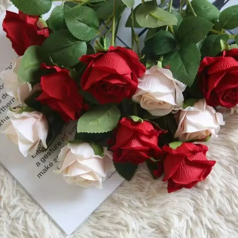 1/5/10/20pcs Roses Artificial Flowers Rose Flower Branch Artificial Red Roses Realistic Fake Rose for Wedding Home Decor