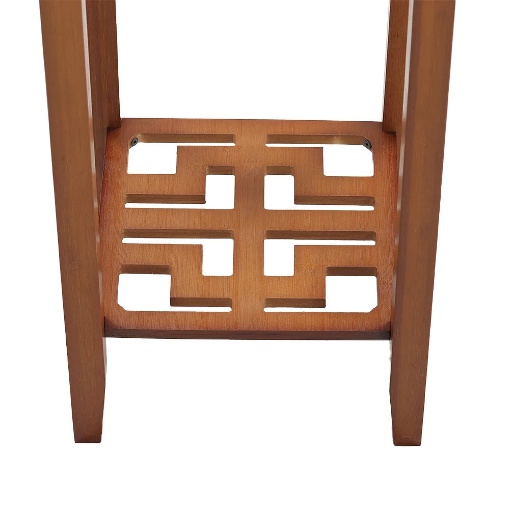 【Breeins】2-Tier Bamboo Plant Stand Classic Chinese Style Flower Stand Home Office Decoration Freestanding