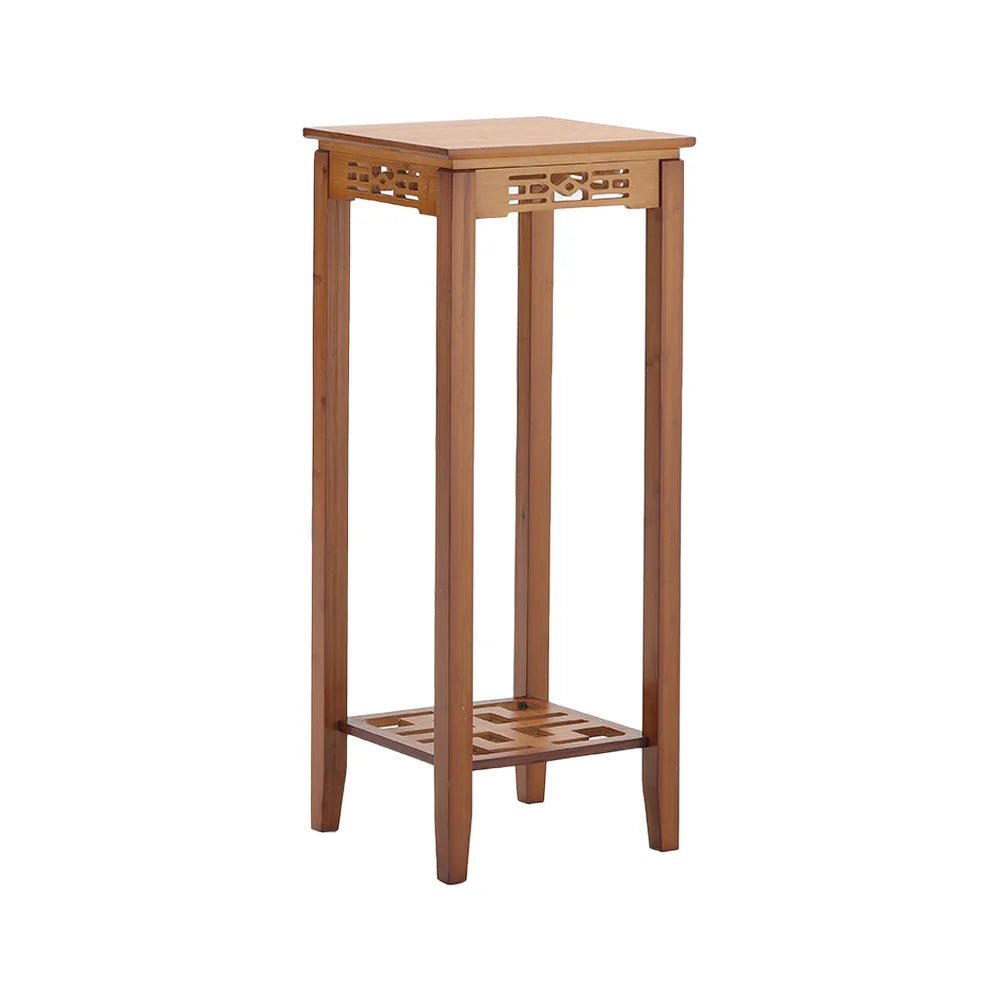 【Breeins】2-Tier Bamboo Plant Stand Classic Chinese Style Flower Stand Home Office Decoration Freestanding