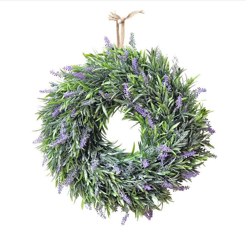Artificial Lavender Hanging Wreath Flower Lush Topiary, Purple
