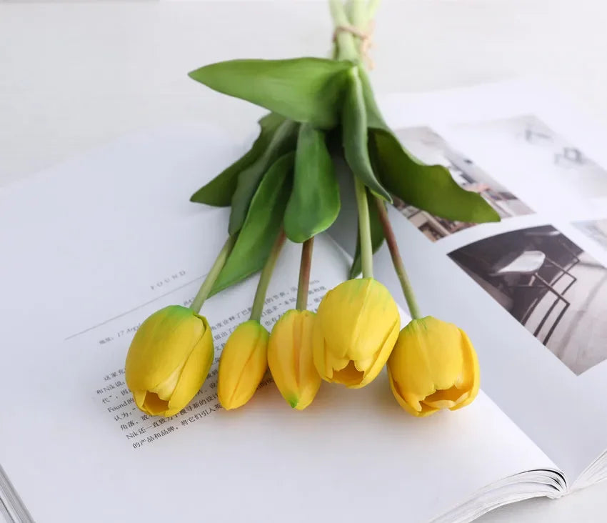 1/3/5PCS Tulips Artificial Flowers Real Touch Flowers Tulip Bouquet Decor Fake Tulips Flower for Home Wedding Decorations