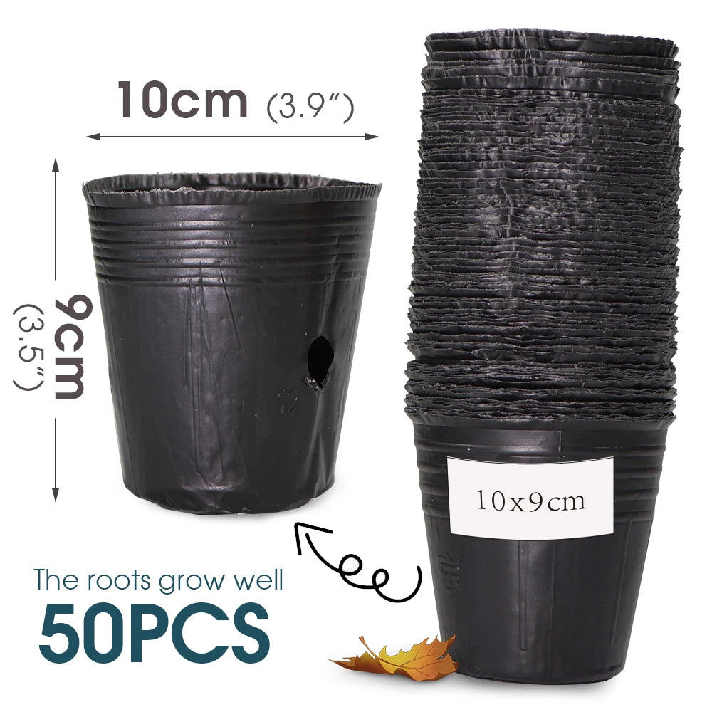 Black Plastic Seedling Pots Flower Plant Grow Container for Agriculture Vegetable Garden Nursery Transplant Growth Nutrition Bag