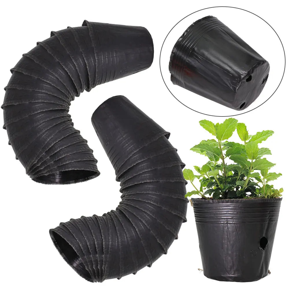 Black Plastic Seedling Pots Flower Plant Grow Container for Agriculture Vegetable Garden Nursery Transplant Growth Nutrition Bag