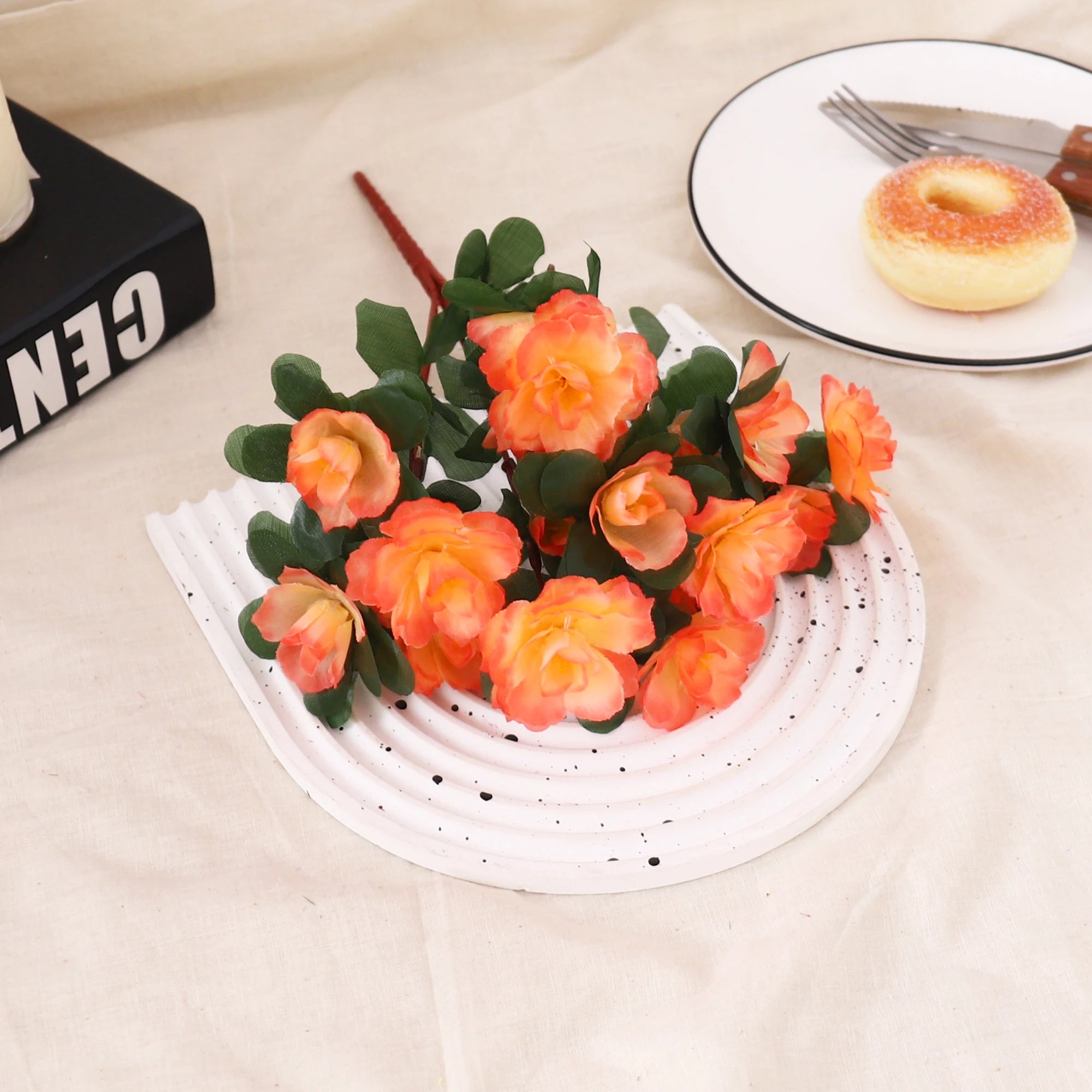 Outdoor Fall Artificial Red Azalea High Quality Flowers Bushes UV Resistant Decor Fake Flowers Home Decorations Small For Garden