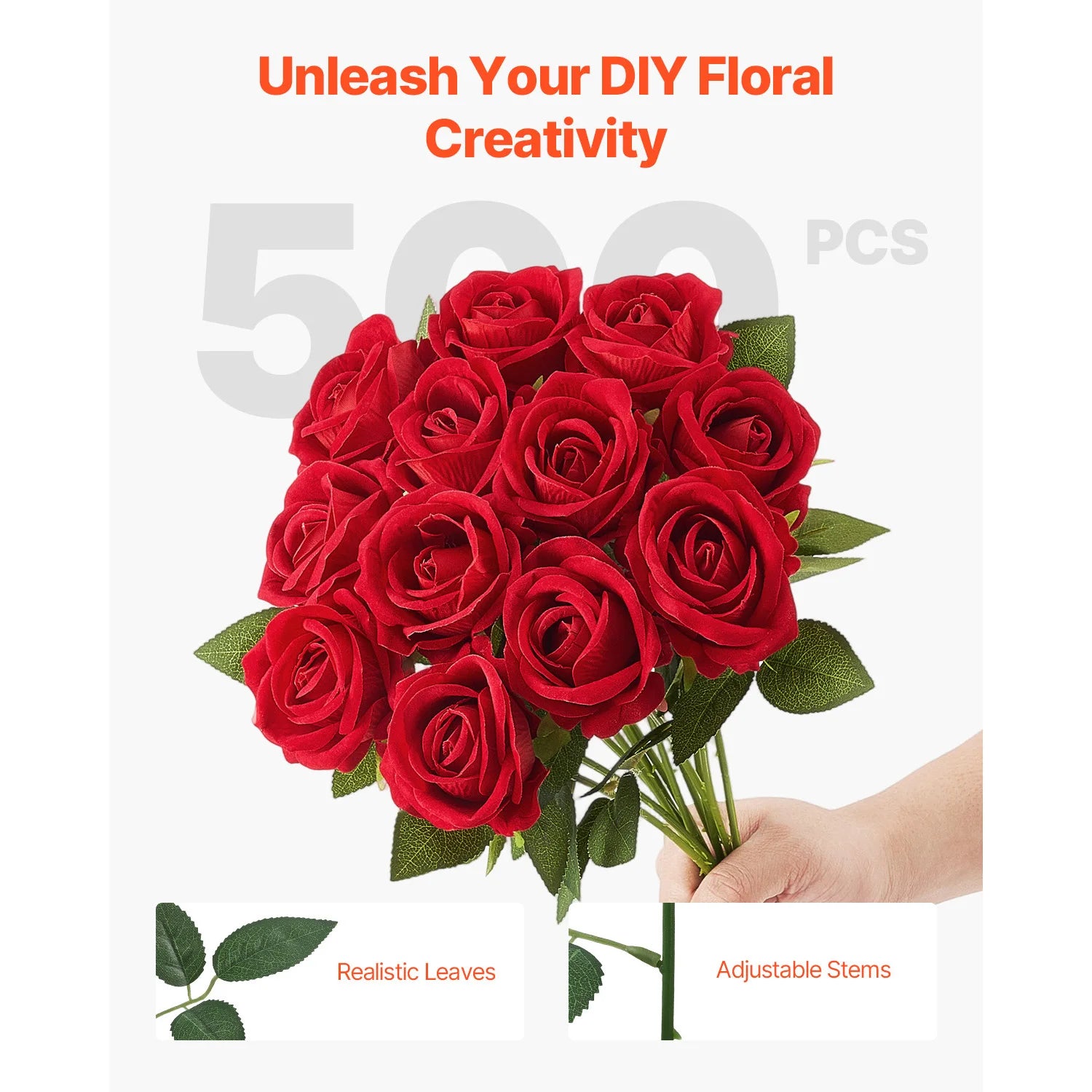 SucceBuy Artificial Flowers 60/120/500pcs Real Looking White Foam Fake Roses Bulk White/Red Faux Bridal Shower for DIY Wedding