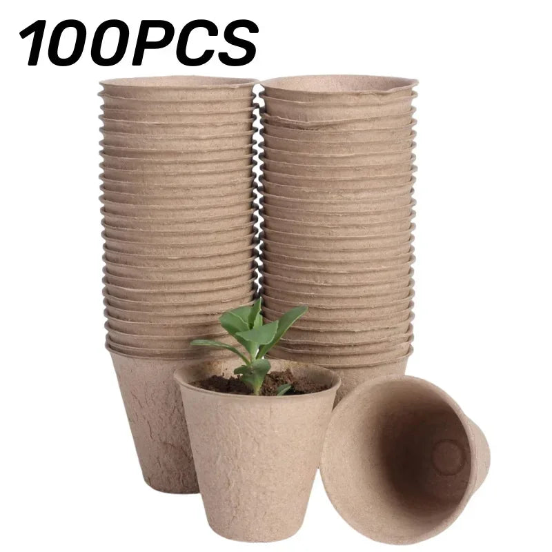 2025 Biodegradable Transplanter Pulp Paper Flower Plant Peat Pots Transplant Seedlings Pots Seed Germination Tray