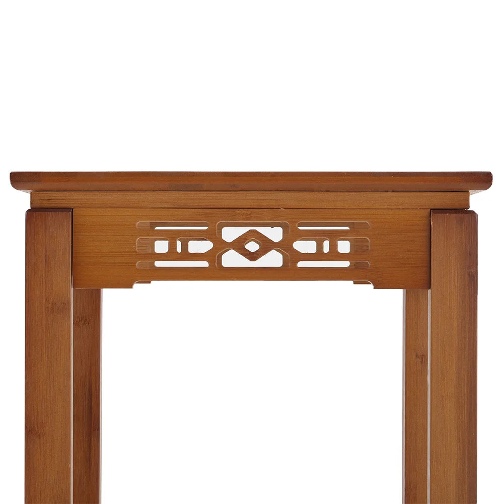 【Breeins】2-Tier Bamboo Plant Stand Classic Chinese Style Flower Stand Home Office Decoration Freestanding