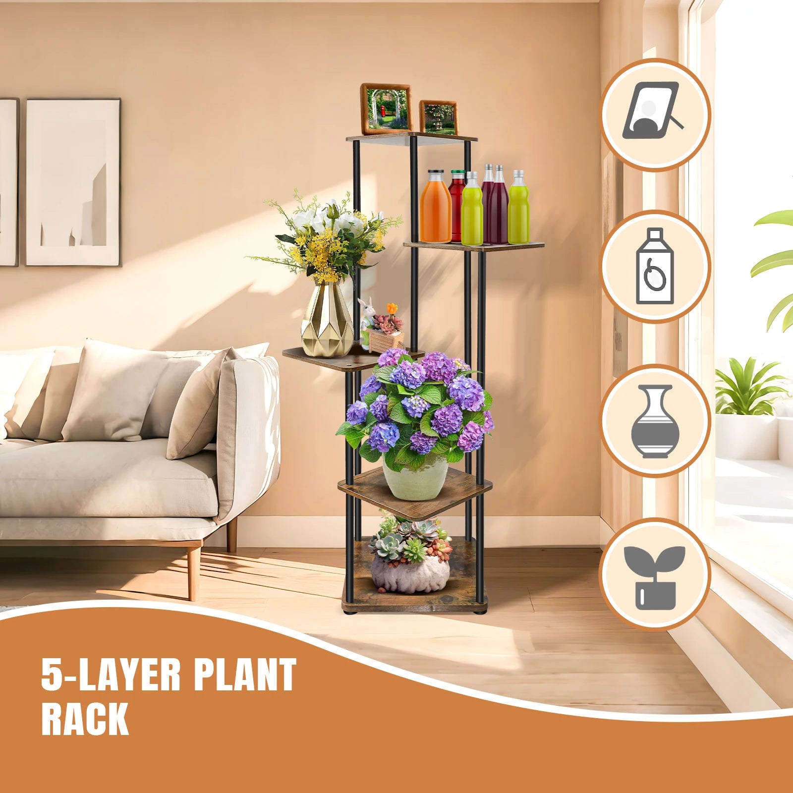 4/5/6 Tier Plant Stand Indoor Metal Plant Shelf,Indoor And Outdoor Display Racks,for Multiple Plants Small Corner Flower Stan