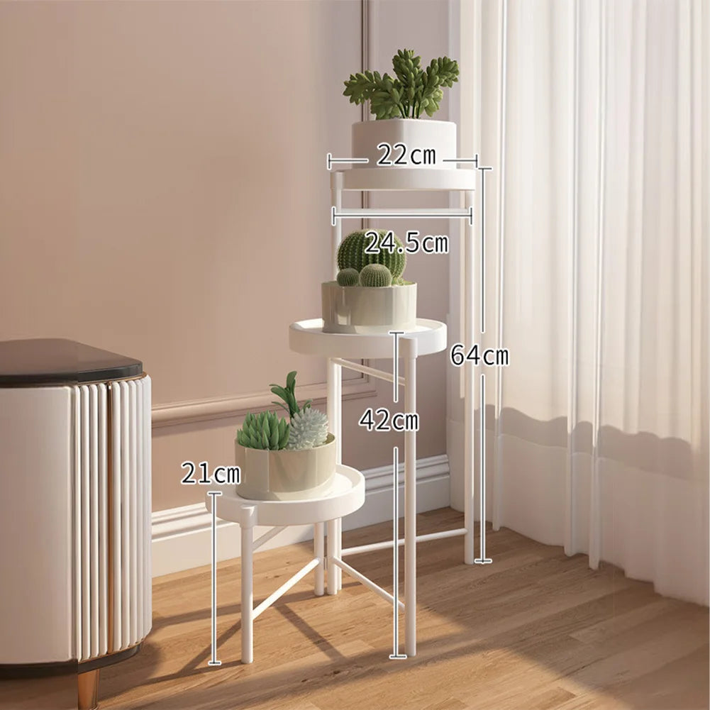 Metal Potted Plant Stand Foldable Multi-Tier Flower Shelf With Detachable Trays Display Rack For Corner Porch Garden Balcony