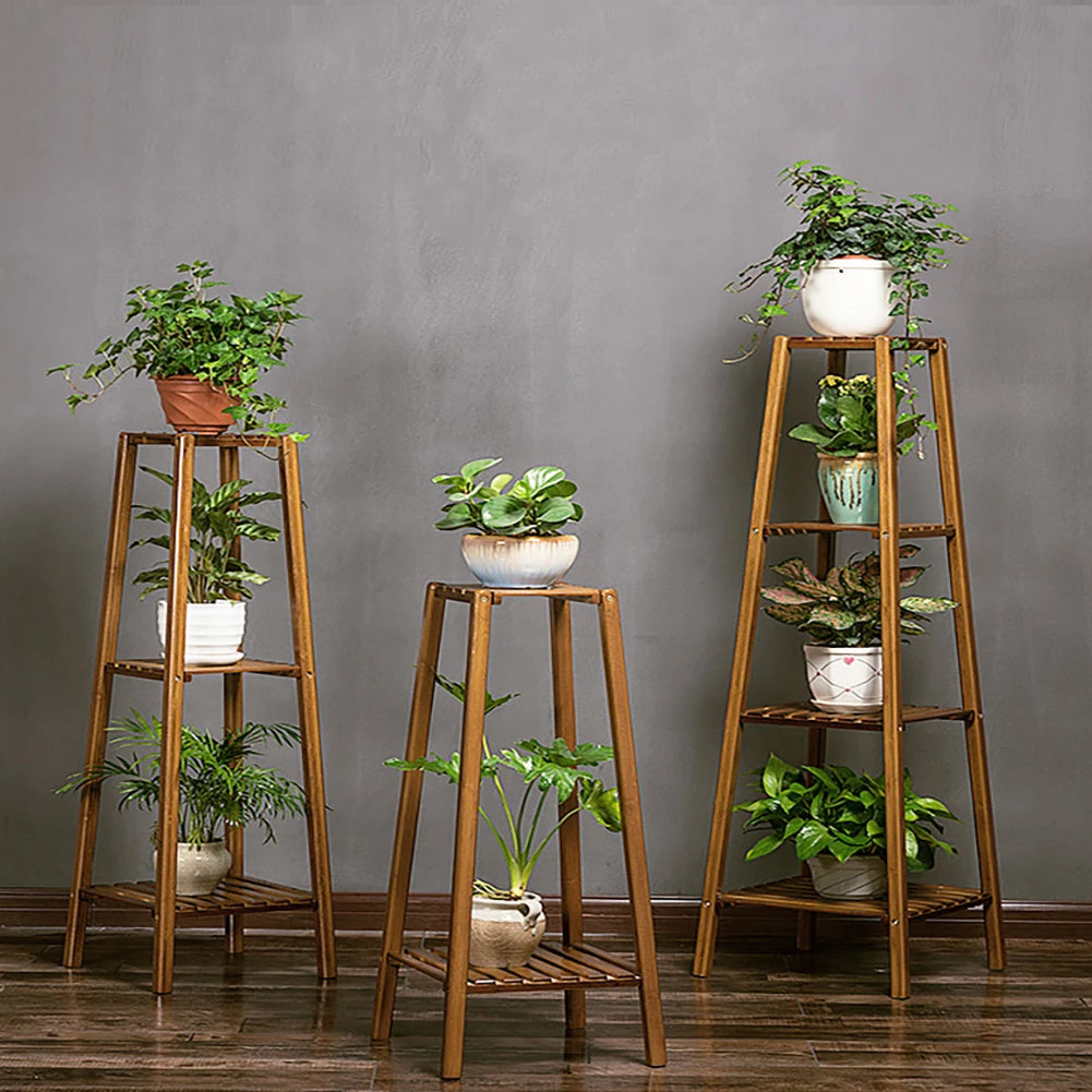 【Breeins】Vintage Tiered Indoor Plant Stand Solid Wood Display Shelf Plants Storage Decoration Home Office Outdoor