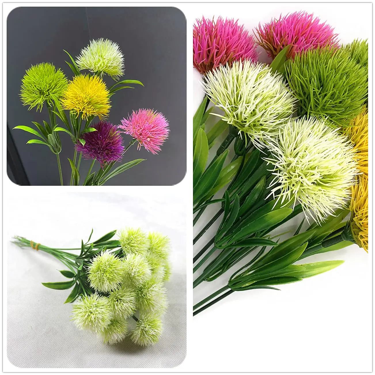 10PCS Mixed Artificial Dandelion Flowers Plastic Fake Flower Bouquet for Wedding Table Arrangement DIY Home Party Decoration