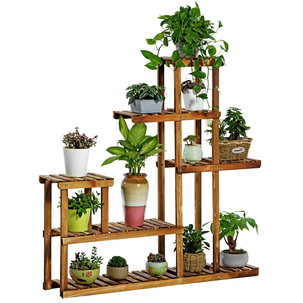 【Lifeideas】Rustic Large Multi-Tiered Wooden Plant Stand