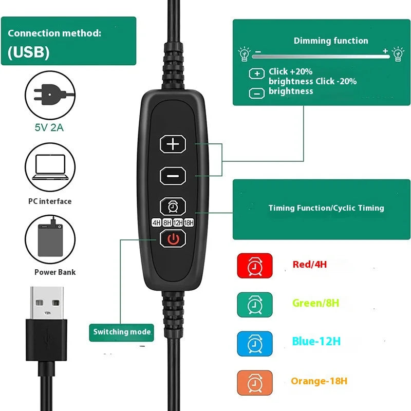 Timing Dimming Seedling Pots with Lights 12 Holes Thickened High Cover with Lights Seedling Pots Seedling Box Fill Light