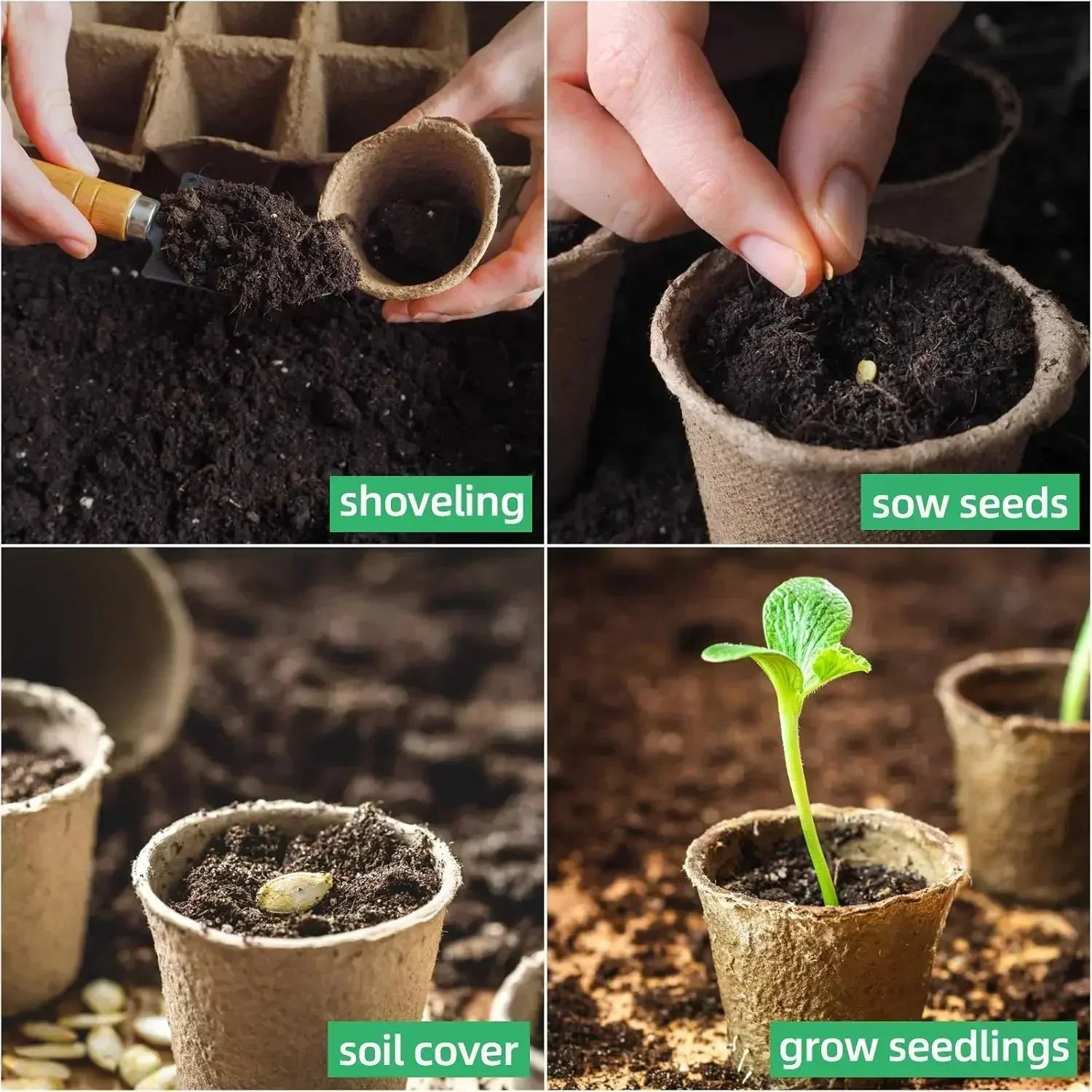 2025 Biodegradable Transplanter Pulp Paper Flower Plant Peat Pots Transplant Seedlings Pots Seed Germination Tray