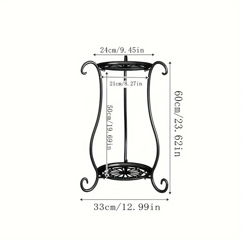 1 Pack, Elegant Double-Layered Metal Flower Rack Stand - Multi-Layer Floor Standing Plant Display with Modern European Style for