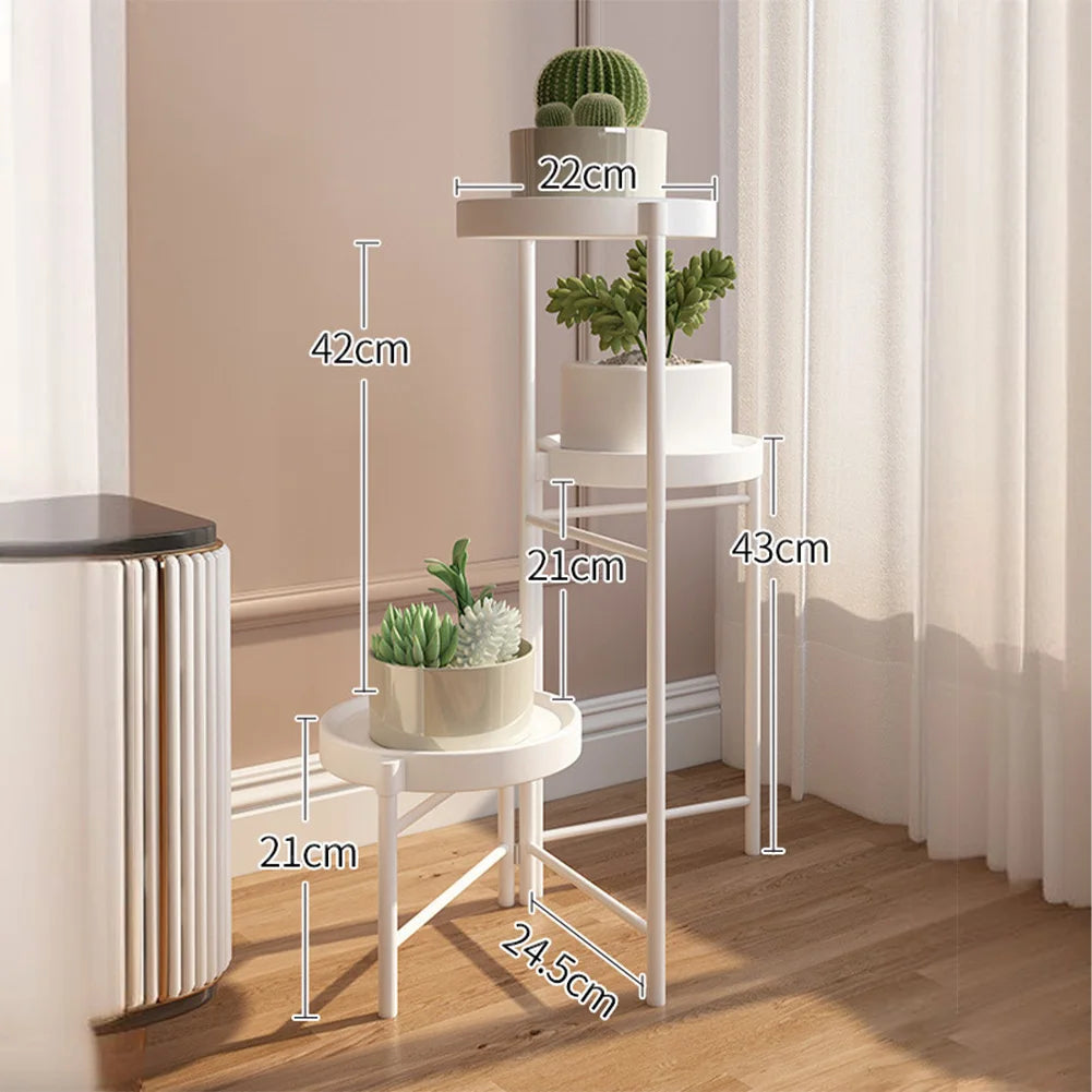 Metal Potted Plant Stand Foldable Multi-Tier Flower Shelf With Detachable Trays Display Rack For Corner Porch Garden Balcony