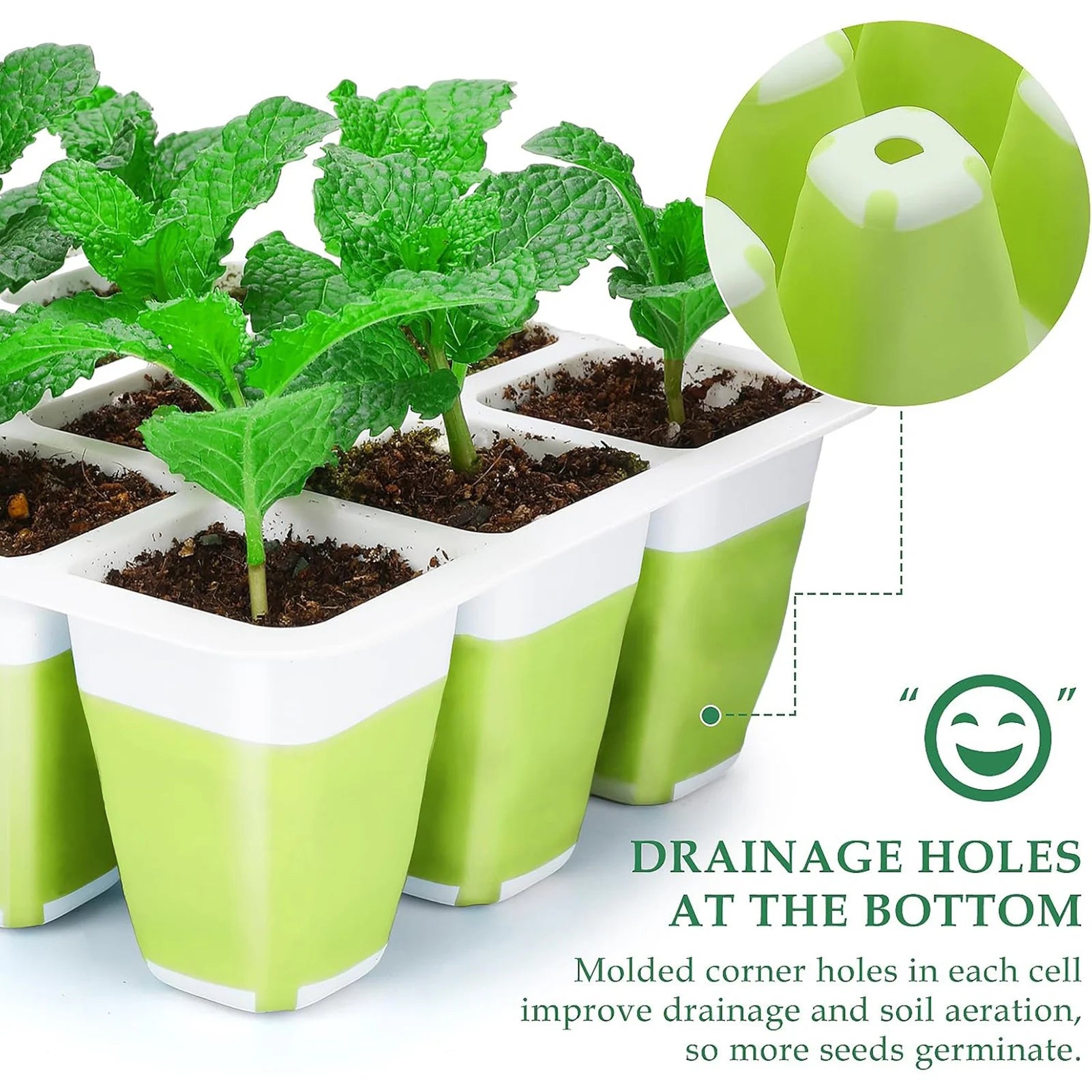 12 Gird Silicone Plants Nursery Pots Breathable Growing Pot with Drain Holes Design for Flower Vegetable Planting