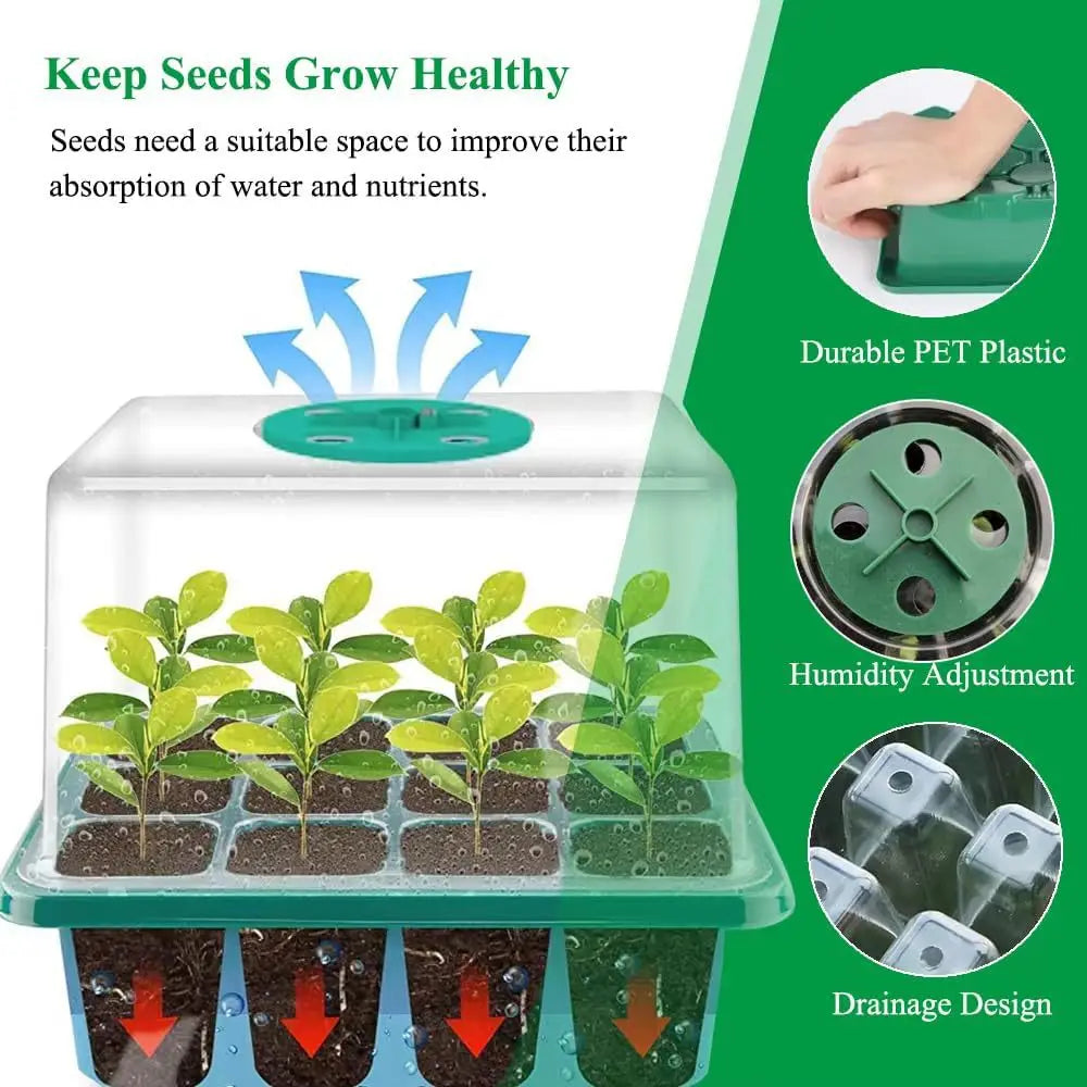 Timing Dimming Seedling Pots with Lights 12 Holes Thickened High Cover with Lights Seedling Pots Seedling Box Fill Light
