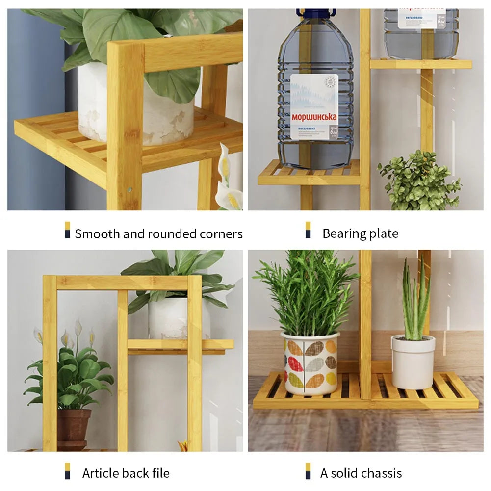 Wooden multi-layer flower pot rack, potted plant display rack, multi-functional storage rack