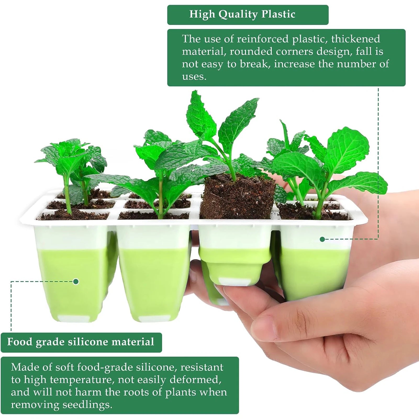 12 Gird Silicone Plants Nursery Pots Breathable Growing Pot with Drain Holes Design for Flower Vegetable Planting