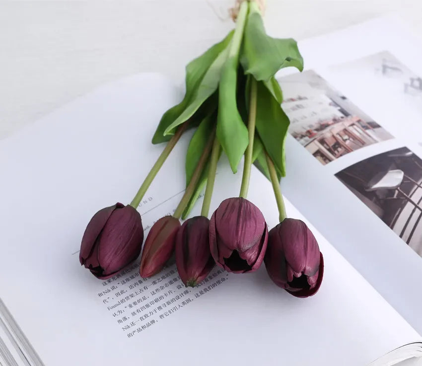 1/3/5PCS Tulips Artificial Flowers Real Touch Flowers Tulip Bouquet Decor Fake Tulips Flower for Home Wedding Decorations