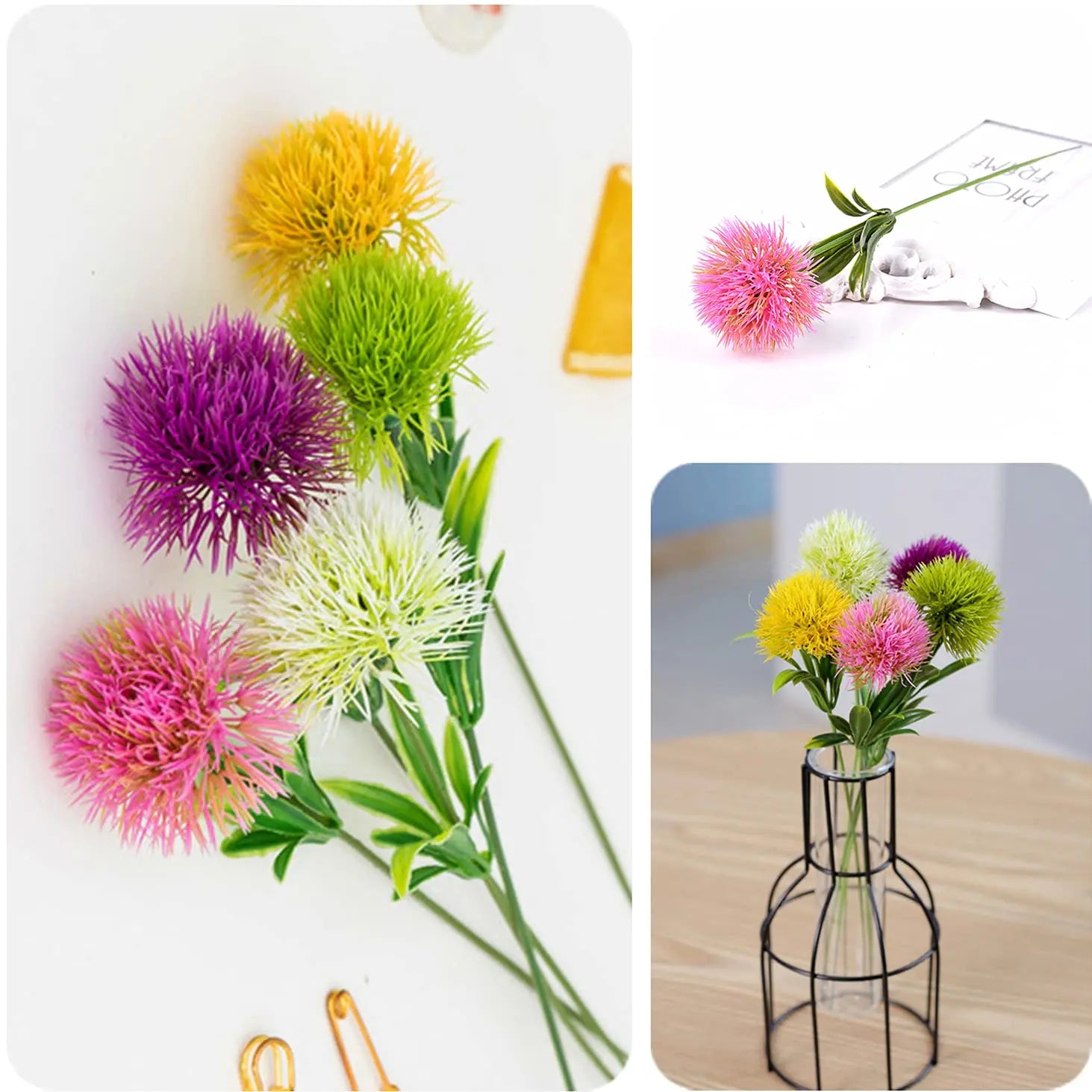 10PCS Mixed Artificial Dandelion Flowers Plastic Fake Flower Bouquet for Wedding Table Arrangement DIY Home Party Decoration