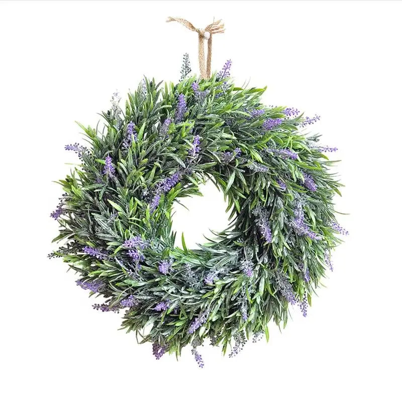 Artificial Lavender Hanging Wreath Flower Lush Topiary, Purple