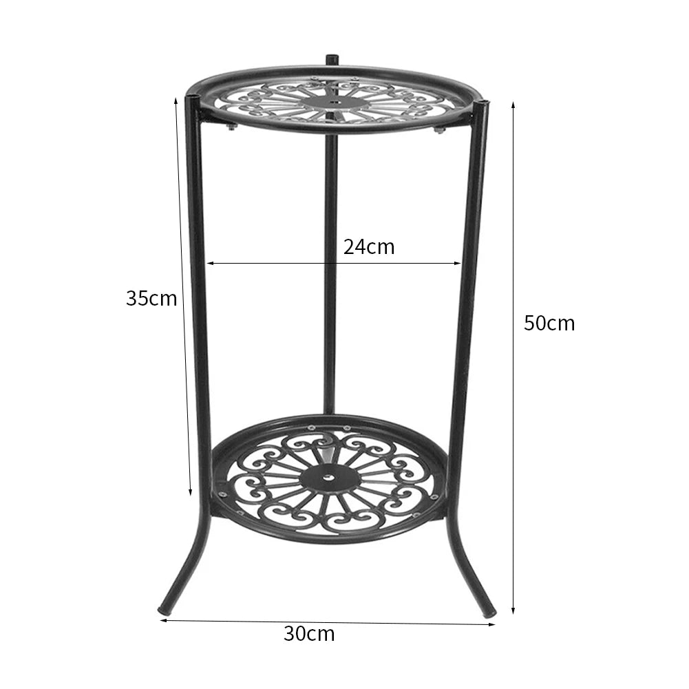 Retro 2-layer metal plant pot rack potted plant display stand balcony garden plant rack