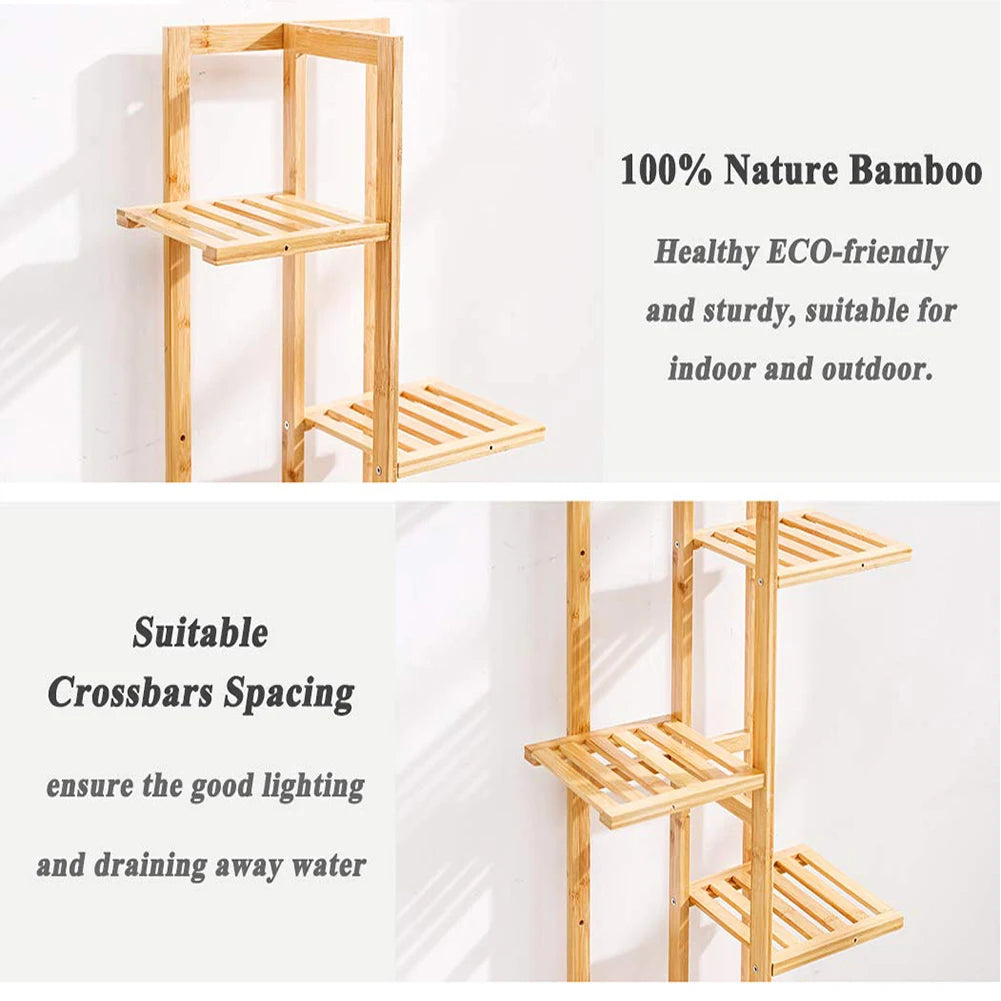 Wooden multi-layer flower pot rack, potted plant display rack, multi-functional storage rack